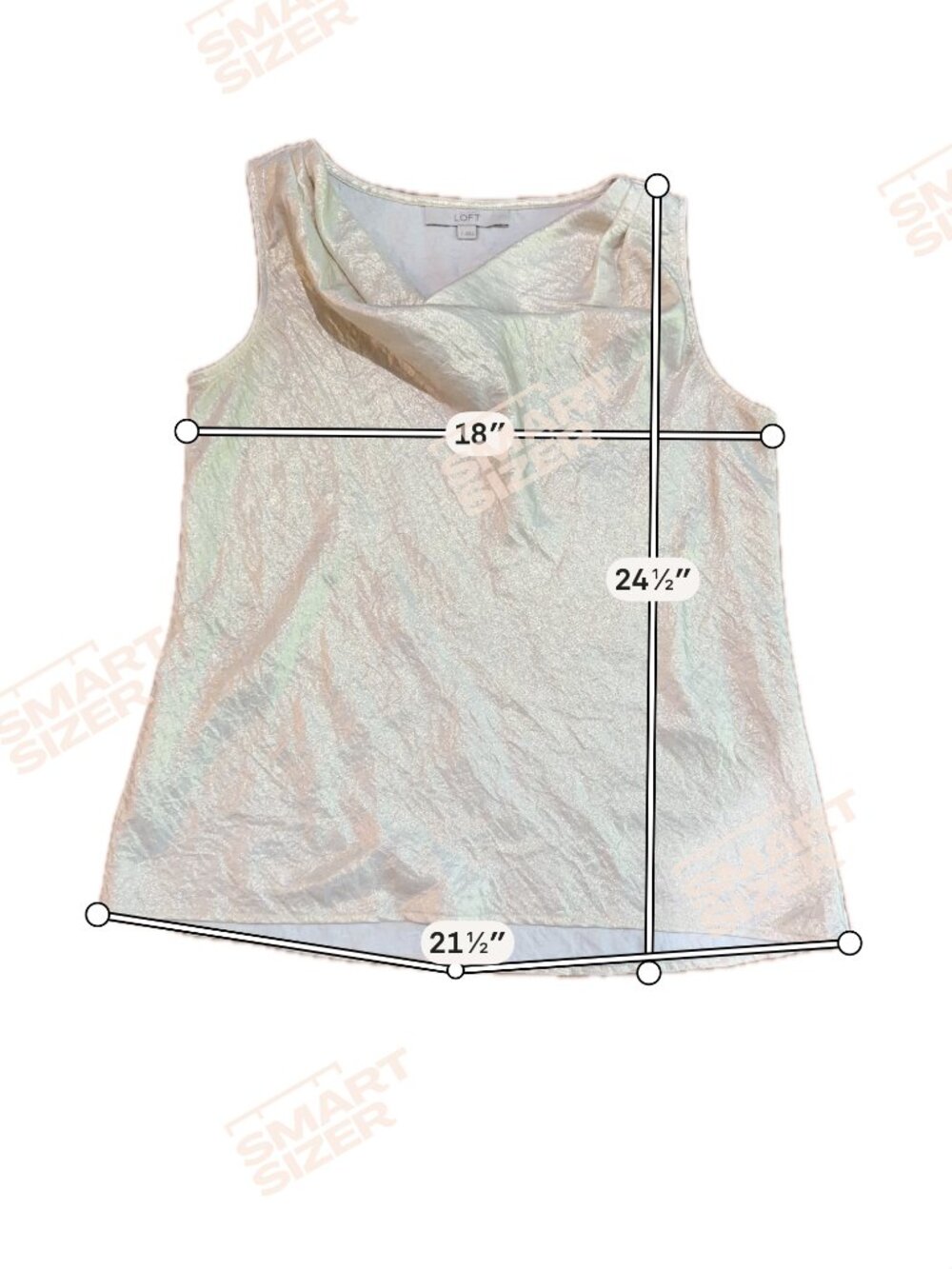 Loft Champagne Crushed Shimmer Sleeveless Top Size S - Picture 3 of 3